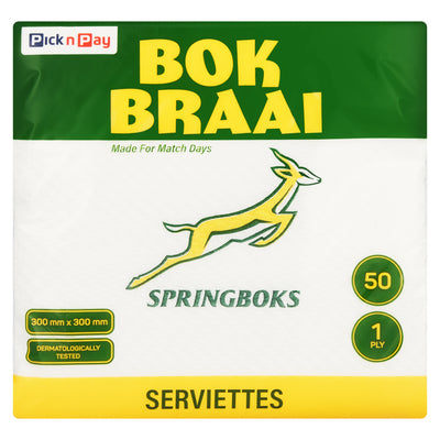Springbok White Serviettes 50ea