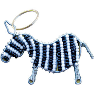 Earth Africa Beaded Keyring - Zebra
