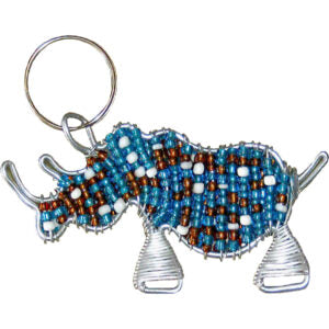 Earth Africa Beaded Keyring - Mixed Color Rhino