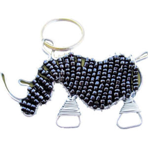 Earth Africa Beaded Keyring - Black Rhino