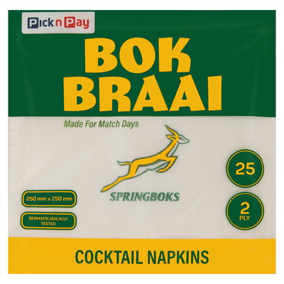Bok Braai Springboks Cocktail Napkins 25ea